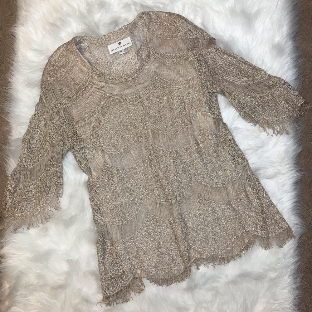 Saks Fifth Avenue Gold Flapper Skirt Set Size S